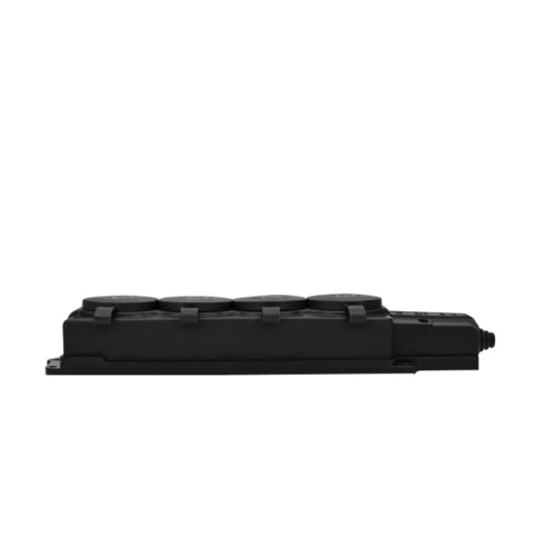 Колодка/ Колодка 4х розетка четырехместная 2К+З каучуковая 16А/250В IP44 Черная MultiSet