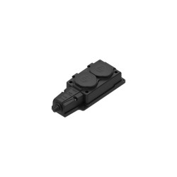 Колодка/ Колодка 2х розетка двойная 2К+З каучуковая 16А/250В IP44 Черная MultiSet