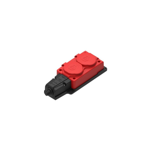 Колодка/ MultiSet Колодка 2х розетка 2К+З каучуковая 16А/250В IP44 Красная