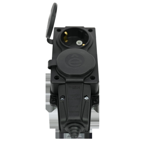 Колодка/ Колодка 2х розетка двойная 2К+З каучуковая 16А/250В IP44 Черная MultiSet