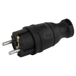 Вилка каучуковая/ Вилка каучуковая з/з прямая 16A IP44 черная V8-B-IP44