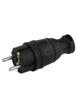 Вилка каучуковая/ Вилка каучуковая з/з прямая 16A IP44 черная V8-B-IP44