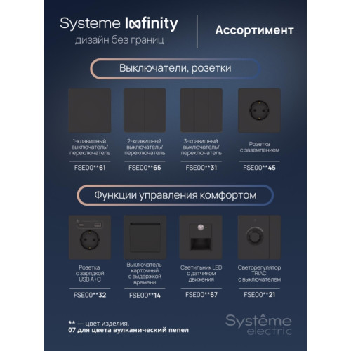 Вывод кабельный/ Вывод кабельный С/У, Вулканический пепел , Systeme Infinity Вывод кабельный/ Вывод кабельный С/У, Вулканический пепел , Systeme Infinity
