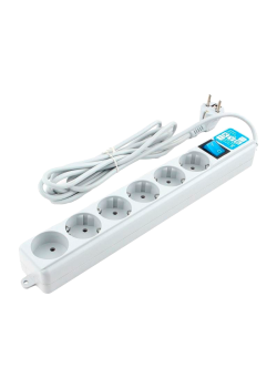 Фильтр-удлинитель Power Cube PRO, 5,0 м, LC контур, 16А/3,5кВт/ Surge protector Power Cube  Pro 5,0 m, LC circuit, 6 outlets (white) 16A / 3,5kVt