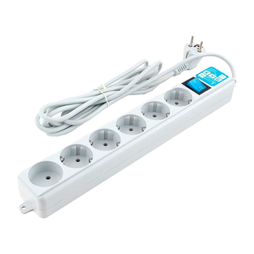Фильтр-удлинитель Power Cube PRO, 5,0 м, LC контур, 16А/3,5кВт/ Surge protector Power Cube  Pro 5,0 m, LC circuit, 6 outlets (white) 16A / 3,5kVt