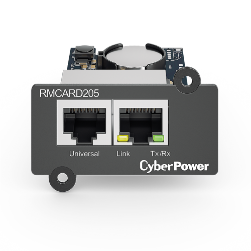 Карта удаленного управления для ИБП/ Remote management SNMP card RMCARD205 for OL, OLS, PR, OR series UPSs, PowerPanel® Business Edition software, сompatible with ENVIROSENSOR, 0.15x0.15x0.07m., 0.2kg.