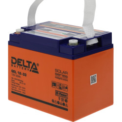 Батарея Vektor Battery серия GEL, GEL 12-33, напряжение 12В, емкость 33 Ач (разряд 10 часов), макс. ток разряда (5 сек.) 330А, макс. ток заряда 6,6 А, свинцово-кислотная типа GEL, клеммы M6, ДxШxВ 196x130x154мм., вес 10,1 кг., срок службы 13 лет