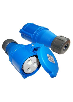 Розетка Lanmaster LAN-IEC-309-32A1P/F однофазная мама 32A 250V разборная синий
