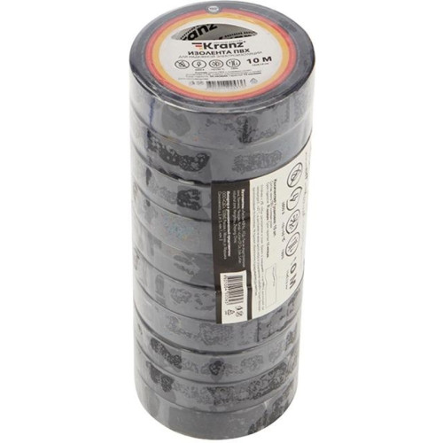 Изолента Kranz KR-09-2006 ш.15мм 10м черный