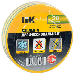 Изолента IEK ш.19мм 20м желтый/зеленый (UIZ-20-10-K52)