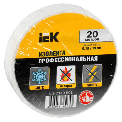 Изолента IEK ш.19мм 20м белый (UIZ-20-10-K01)