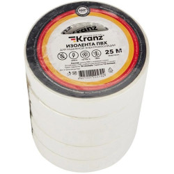 Изолента Kranz KR-09-2201 ш.19мм 25м белый