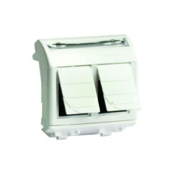 Ком.роз. двойная RJ45 кат.5e, Brava, белая, 2мод