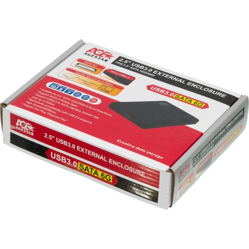 Внешний корпус для HDD AgeStar 3UB2P2 SATA III USB3.0 пластик черный 2.5 Внешний корпус для HDD AgeStar 3UB2P2 SATA III USB3.0 пластик черный 2.5