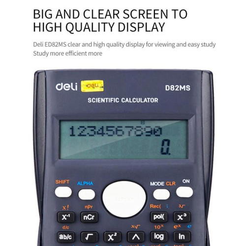 Калькулятор научный Deli ED82MS темно-синий 10+2-разр.