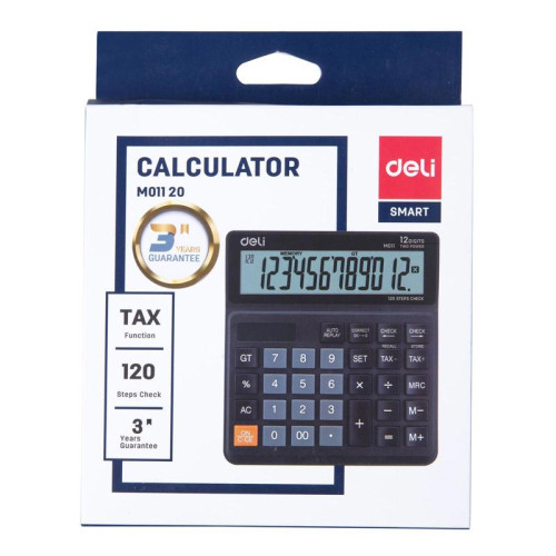 Калькулятор бухгалтерский Deli EM01120 черный 12-разр.