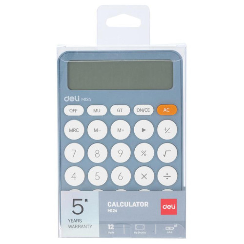 Калькулятор настольный Deli EM124BLUE синий 12-разр.