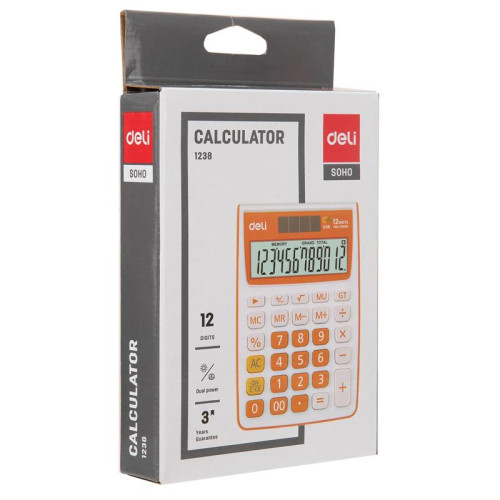 Калькулятор настольный Deli E1238/BLUE синий 12-разр.