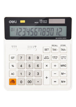 Калькулятор бухгалтерский Deli EM01010 белый 12-разр.