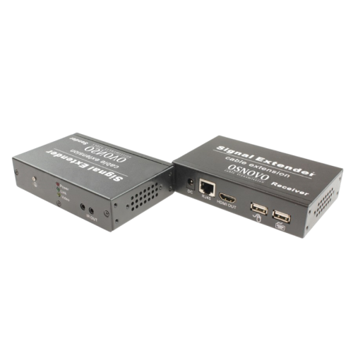 OSNOVO Комплект для передачи HDMI, USB(клавиатура и мышь), ИК управления и питания по кабелю витой пары (HDBaseT). Расстояние передачи до 40м (4K2K(30Гц)), до 70м (1080p). Поддержка технологии Power over HDBaseT(PoH). Поддержка HDMI 1.4 и HDCP 1.2. Порты 