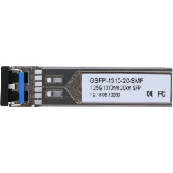 SFP-модуль, Разъем LC, скорость передачи до 1.25Гбит/с, длина кабеля до 20км (одномодовое оптоволокно), длина волны (Tx/Rx) 1310нм/1310нм