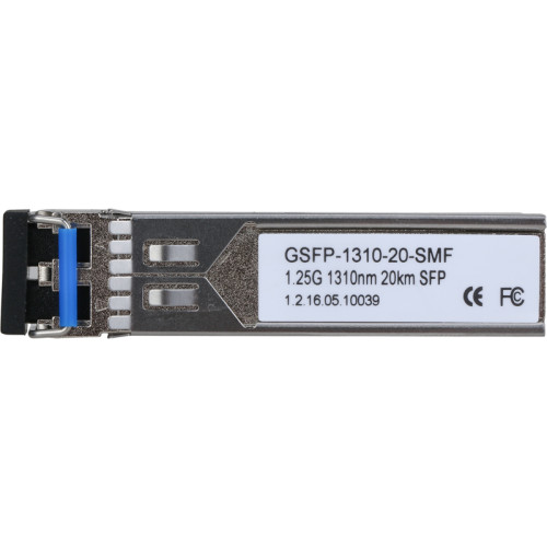 SFP-модуль, Разъем LC, скорость передачи до 1.25Гбит/с, длина кабеля до 20км (одномодовое оптоволокно), длина волны (Tx/Rx) 1310нм/1310нм