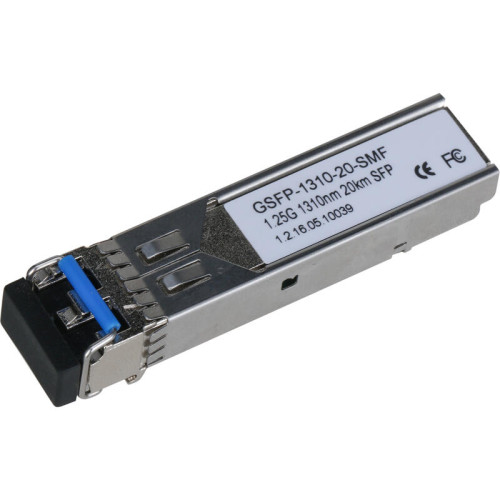 SFP-модуль, Разъем LC, скорость передачи до 1.25Гбит/с, длина кабеля до 20км (одномодовое оптоволокно), длина волны (Tx/Rx) 1310нм/1310нм SFP-модуль, Разъем LC, скорость передачи до 1.25Гбит/с, длина кабеля до 20км (одномодовое оптоволокно), длина волны (Tx/Rx) 1310нм/1310нм