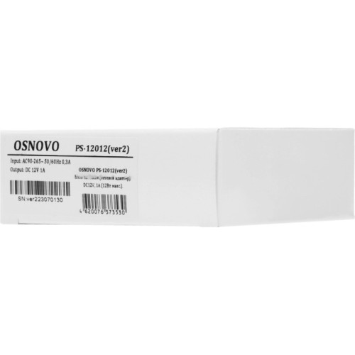 Блок питания/ OSNOVO Блок питания (сетевой адаптер) DC12V, 1A (12Вт макс.), штекер 2.1x5.5мм, плоский корпус