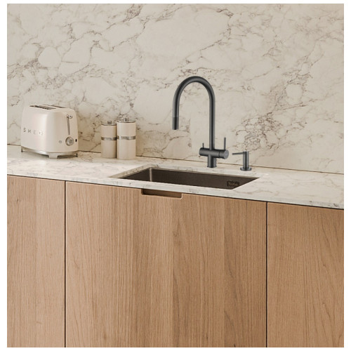 Дозатор RIVELATO, объем емкости для жидкого мыла 410 мл, отверстие для монтажа d-35 мм, цвет антрацит