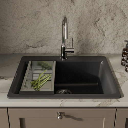 Коландер RIVELATO, размер 450х180х80 мм, материал нержавеющая сталь/пластик, цвет нержавеющая сталь/черный