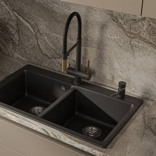 Дозатор RIVELATO, объем емкости для жидкого мыла 500 мл, отверстие для монтажа d-35 мм, цвет антрацит