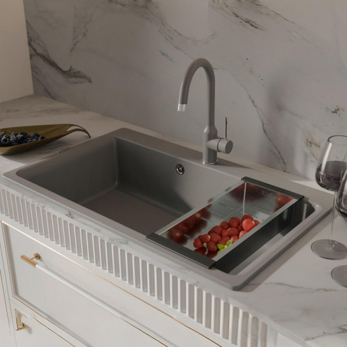 Коландер RIVELATO, размер 450х180х80 мм, материал нержавеющая сталь/пластик, цвет нержавеющая сталь/черный