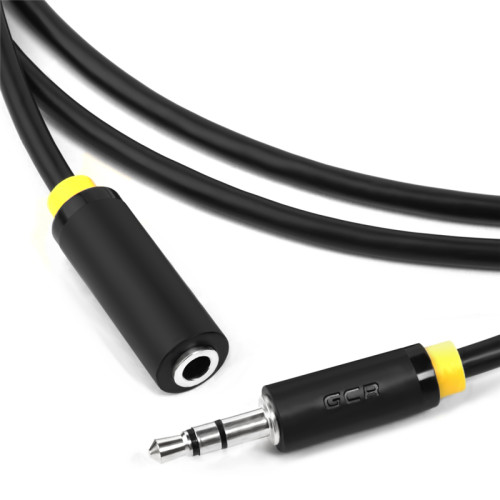 GCR Удлинитель аудио 5.0m jack 3,5mm/jack 3,5mm черный, желтая окантовка, ультрагибкий, 28AWG, M/F, Premium GCR-STM1114-5.0m, экран, стерео GCR Удлинитель аудио 5.0m jack 3,5mm/jack 3,5mm черный, желтая окантовка, ультрагибкий, 28AWG, M/F, Premium GCR-STM1114-5.0m, экран, стерео