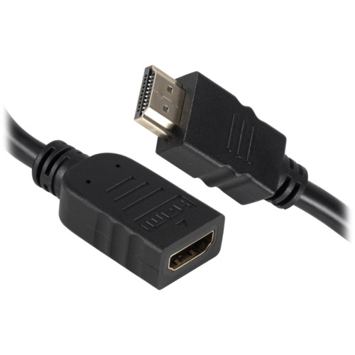 Кабель-удлинитель аудио-видео Buro HDMI (m)/HDMI (f) 2м. позолоч.конт. черный (BU-HDMI2.0-EXTND-2M)