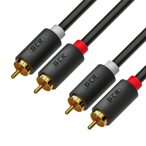 GCR Кабель 0.5m аудио 2 х RCA / 2 х RCA, GOLD, черный