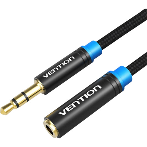 Кабель-удлинитель Vention аудио Jack 3,5 mm M/Jack 3,5 mm F - 1,5 м Тканевая оплетка