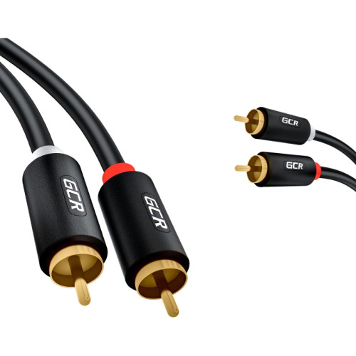 GCR Кабель 12.5m аудио 2 х RCA / 2 х RCA , GOLD, черный, GCR-53111