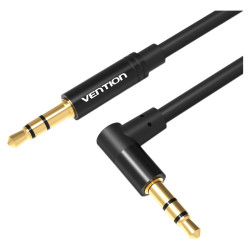 Кабель Vention аудио Jack 3,5 mm M/Jack 3,5 mm M угол 90  - 1м Черный