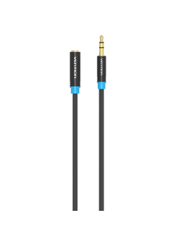 Кабель-удлинитель Vention аудио Jack 3,5 mm M/Jack 3,5 mm F - 0,5 м Тканевая оплетка