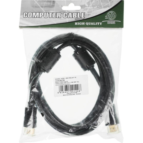 Кабель аудио-видео Ningbo HDMI (m)/HDMI (m) 1.8м. феррит.кольца позолоч.конт. черный (HDMI-1.8M-MG(VER1.4))