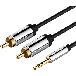 Кабель Vention аудио Jack 3,5 mm M/2RCA M - 2м Черный