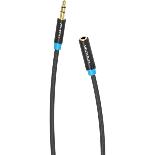 Кабель-удлинитель Vention аудио Jack 3,5 mm M/Jack 3,5 mm F - 1,5 м Тканевая оплетка