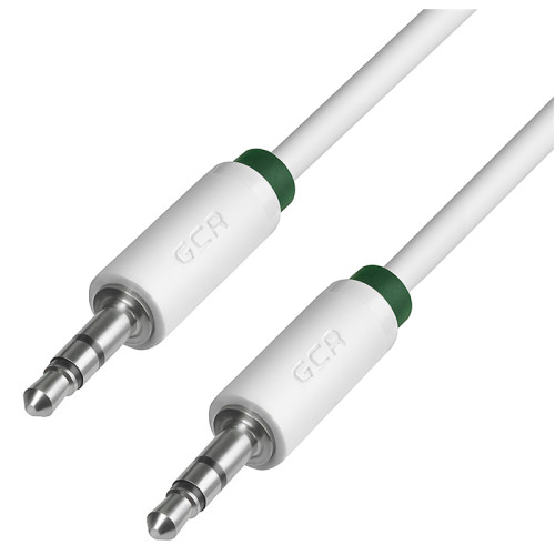 Greenconnect Кабель аудио 0.25m jack 3,5mm/jack 3,5mm белый, зеленая окантовка, ультрагибкий, 28 AWG, M/M, Premium GCR-AVC1662-0.25m, экран, стерео