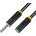GCR Удлинитель для гарнитуры 10.0m jack 3,5mm/jack 3,5mm черный, желтая окантовка, 28AWG, M/F, GCR-54003 GCR Удлинитель для гарнитуры 10.0m jack 3,5mm/jack 3,5mm черный, желтая окантовка, 28AWG, M/F, GCR-54003