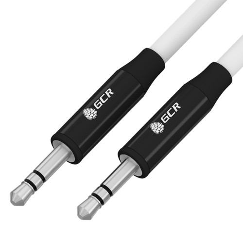 GCR Кабель 1.5m аудио jack 3.5mm/jack 3.5mm белый, AL case черный, M/M, GCR-54750