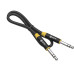 GCR Кабель 1.5m аудио STEREO jack 6,35mm/jack 6,35mm черный, AL case черный, желтая окантовка, M/M, GCR-53350