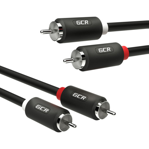 GCR Кабель 1.0m аудио 2 х RCA / 2 х RCA , черный, GCR-54123