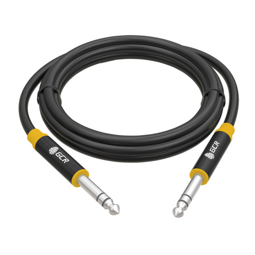 GCR Кабель 5.0m аудио STEREO jack 6,35mm/jack 6,35mm черный, AL case черный, желтая окантовка, M/M, GCR-53426