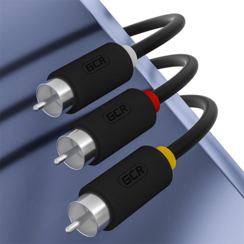 GCR Кабель-переходник 1.0m аудио jack 3,5mm / 3 х RCA, черный, GCR-53202