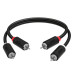 GCR Кабель 0.5m аудио 2 х RCA / 2 х RCA , черный, GCR-54122